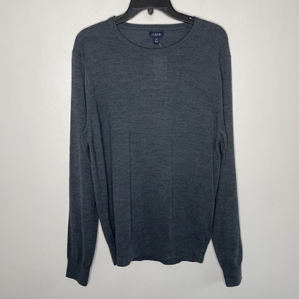 J.CREW Sweater Mens M Gray Machine-Washable Merino Wool Blend Pullover NEW AP638